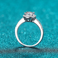 Moissanite 4-Prongs Round Cut Engagement Ring; Crown Diamond Solitaire Ring-RM045