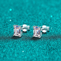 Wedding Earrings Rectangle Moissanite Diamonds Stud Earrings-EM042