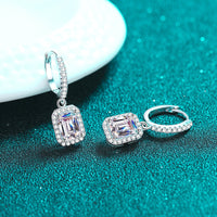 Wedding Jewelry Huggie with Solitaire Moissanite Diamond Dangle Earrings -EM038