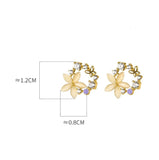 Yellow White Green Flower Wreath Stud Earrings - SS073