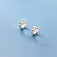 Daisy Flower Wide Hoop Huggie Earrings-SH051