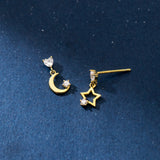 Silver Star Earrings, gold star earrings for girls, Silver Star Earrings in gold