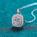 Pink Square Moissanite Necklace - NM005