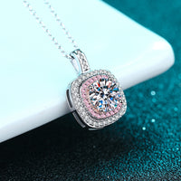 Pink Square Moissanite Necklace - NM005