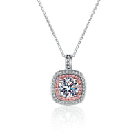 Pink Square Moissanite Necklace - NM005