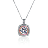 Pink Square Moissanite Necklace - NM005