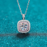 Pink Square Moissanite Necklace - NM005