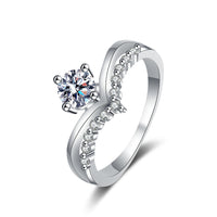 V Shape Statement Rings-Wedding Rings-4-prongs solitaire rings- RM035