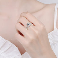 Moissanite ring set in sterling silver on modeling 