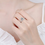 Moissanite ring set in sterling silver on modeling 