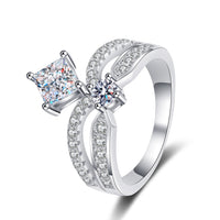 Princess Cut Moissanite Crown Shape Diamond Ring-RM047