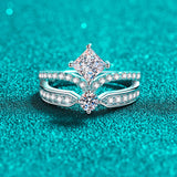 Princess Cut Moissanite Crown Shape Diamond Ring-RM047