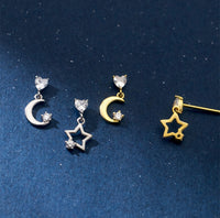 Silver Star Earrings and gold star earrings 