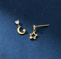 Silver Star Earrings gold studs 