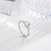 Moonstone Solitaire Slim Band Rings