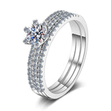 Wedding ring set, Moissanite solitaire Ring Set-RM008