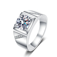 Mens Wedding Ring; groom ring; wide bands Moissanite couple rings-RM029