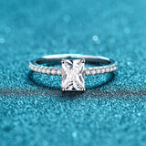 Moissanite Wedding Ring, Emerald/Radiant Cut Statement Ring-RM020