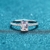 Moissanite Wedding Ring, Emerald/Radiant Cut Statement Ring-RM020