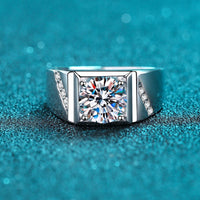 Mens Wedding Ring; groom ring; wide bands Moissanite couple rings-RM029