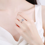 Moissanite Wedding Ring, Emerald/Radiant Cut Statement Ring-RM020